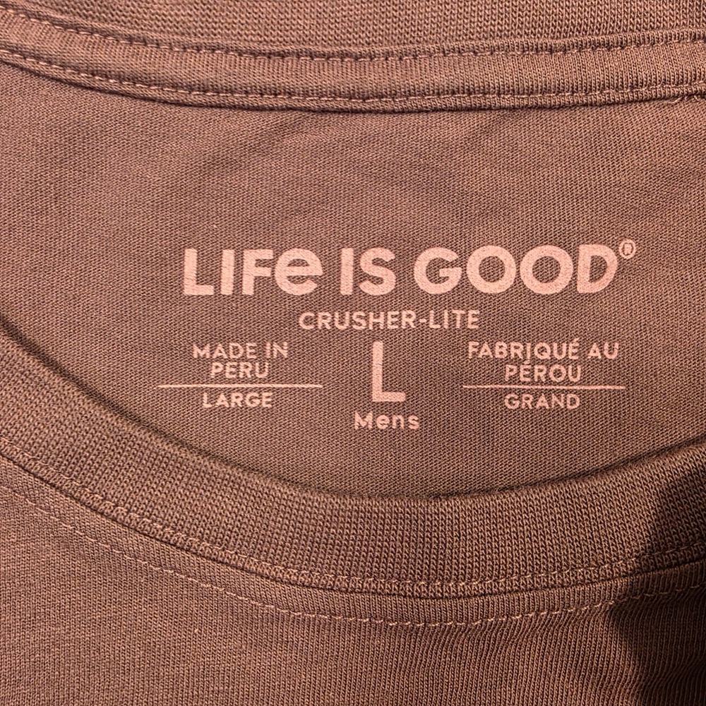 Life Is Good Long Sleeve Shirt Mens Large Brown Outdoor Campfire Graphic Skater - Picture 3 of 9